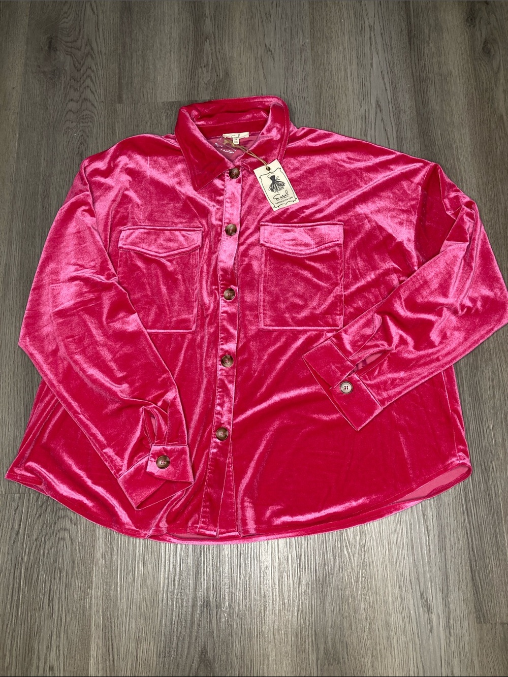Easel NWT 1X Raspberry Pink Velvet Button Front Shacket Jacket